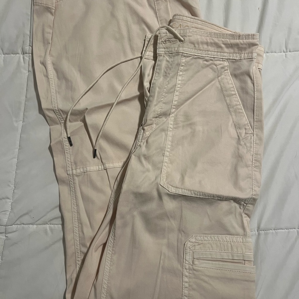 American Eagle Outfitters Cream Cargo Pants